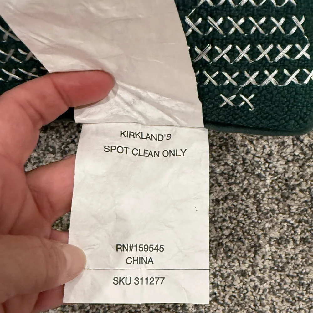 Kirklands Green With White and Gold Embroidered Christmas Trees Throw Pillow - Picture 3 of 5